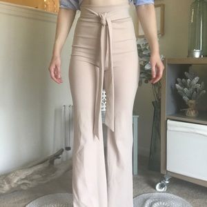 Beige high waist trousers